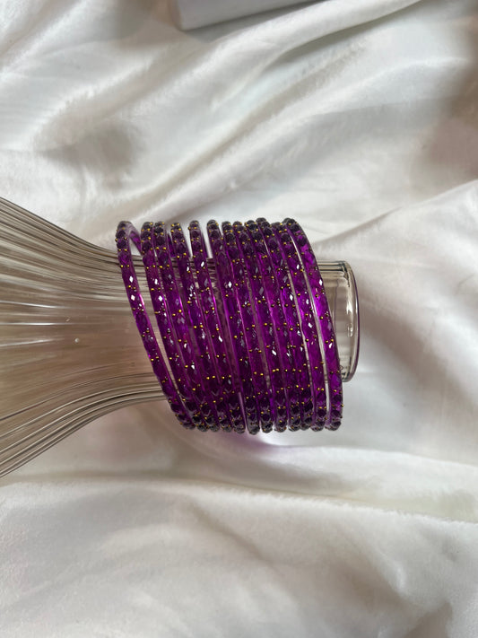 Raindrop glass bangle - Purple