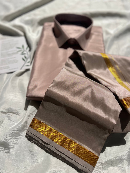 Semi Silk Shirt & Dhoti -
Sandstone