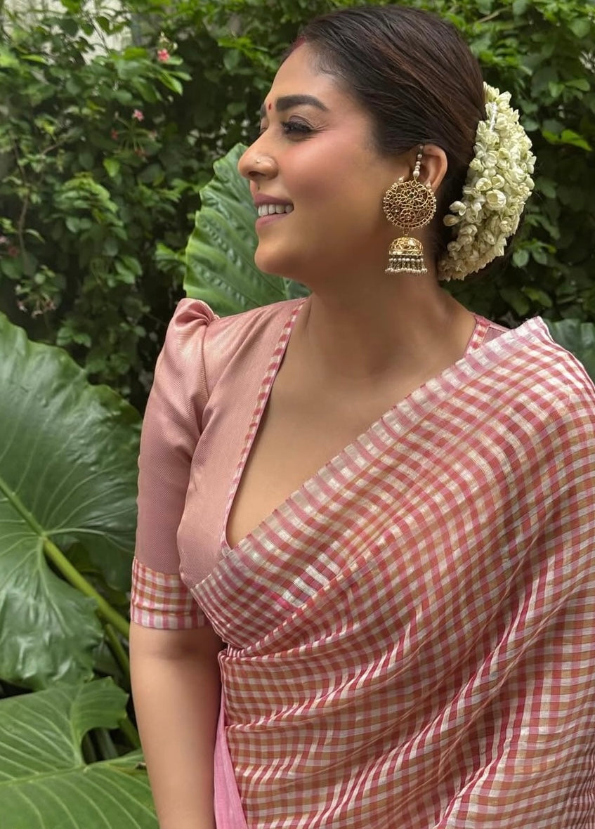 Nayanthara Check - Pastel Pink