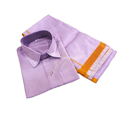 Semi Silk Shirt & Dhoti - Lilac - Kaarmugizh