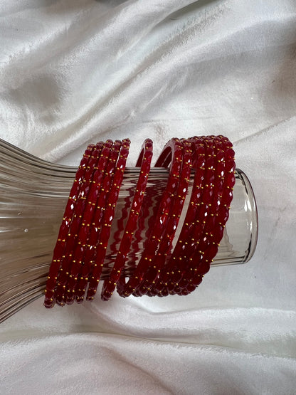Raindrop glass bangle - Red