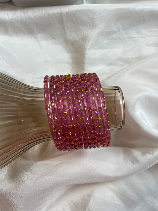 Raindrop glass bangle - Baby pink