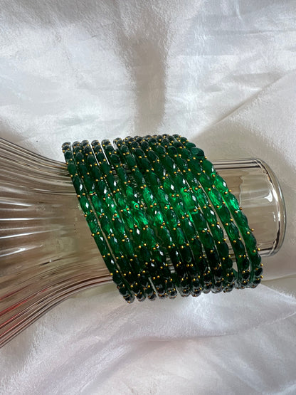 Raindrop glass bangle - Green
