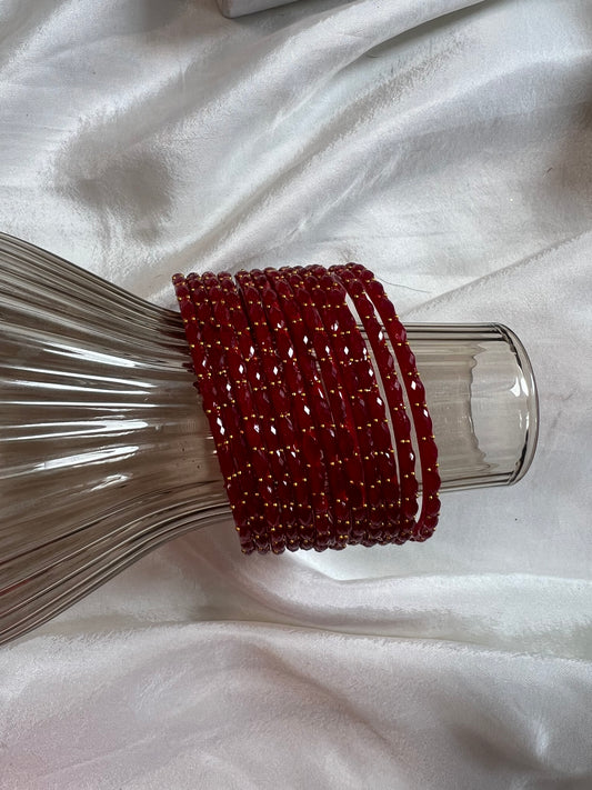 Raindrop glass bangle - Red
