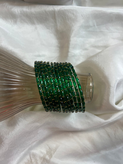 Raindrop glass bangle - Green