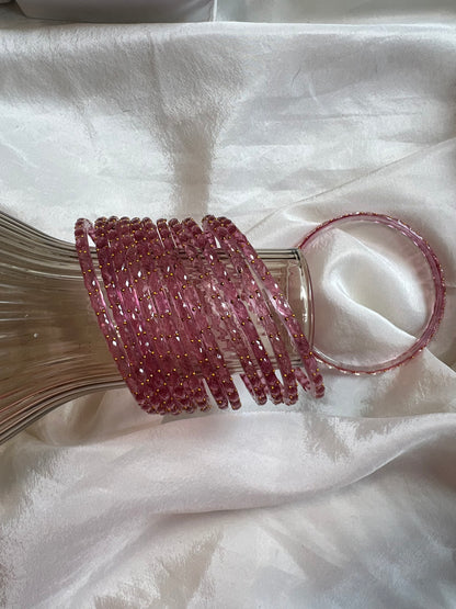 Raindrop glass bangle - Baby pink