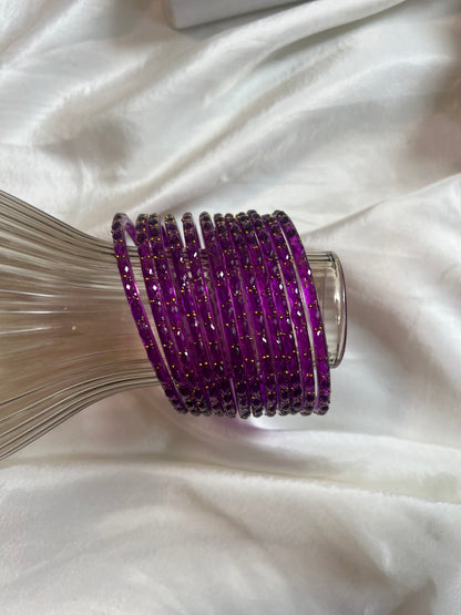 Raindrop glass bangle - Purple