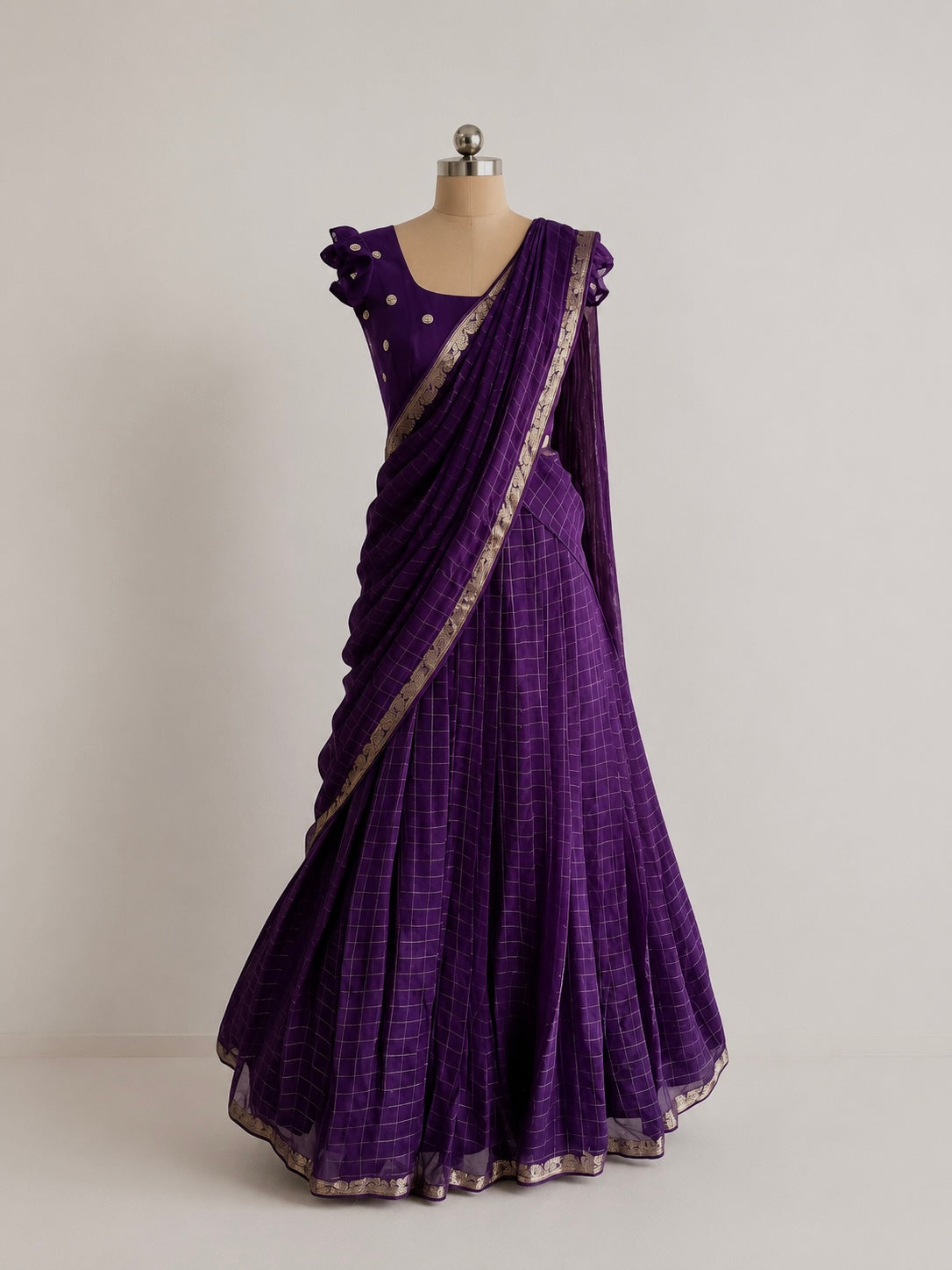 Vedika - Chinnon Halfsaree - Violet - Kaarmugizh