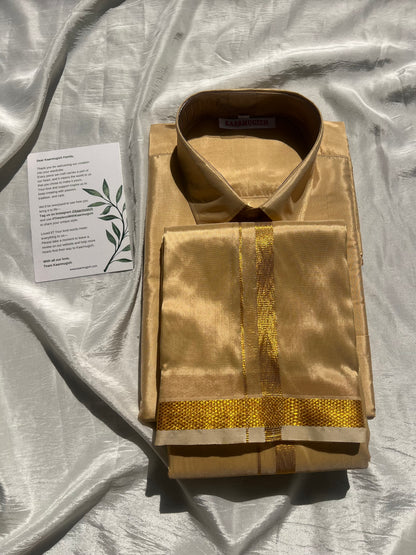 Semi Silk Shirt & Dhoti- Champagne