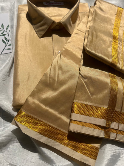 Semi Silk Shirt & Dhoti- Champagne