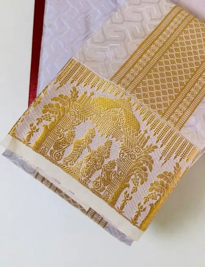 Kanchipuram Silk Veshti Shirt (Lilac) D
