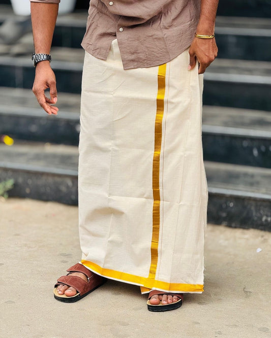 Semi-Silk Veshti (Snow White) - Kaarmugizh