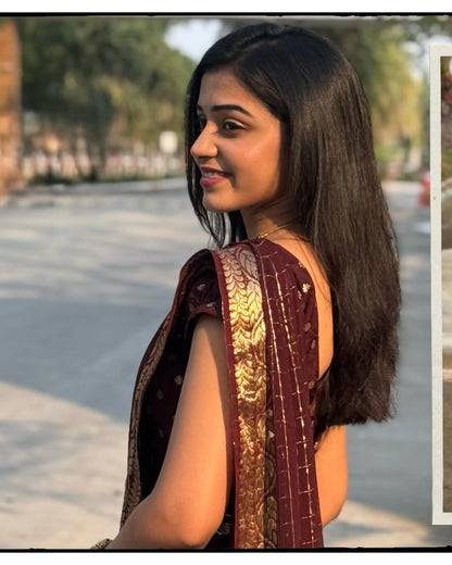 Vedika - Chinnon Halfsaree - Coffee - Kaarmugizh