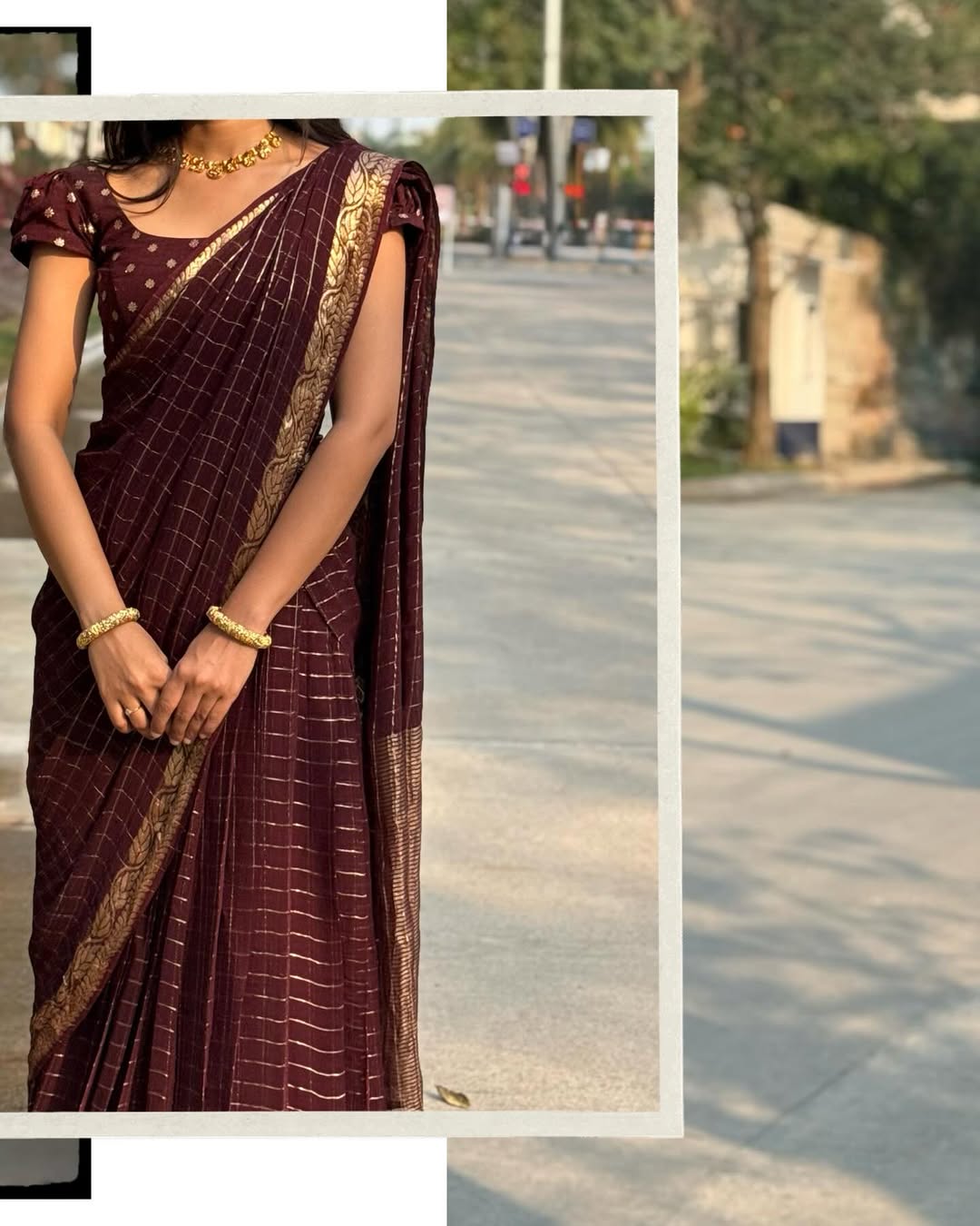 Vedika - Chinnon Halfsaree - Coffee - Kaarmugizh