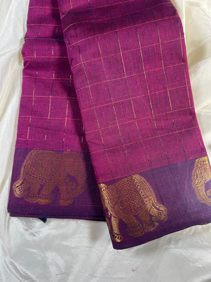 Iraivi checks - Magenta