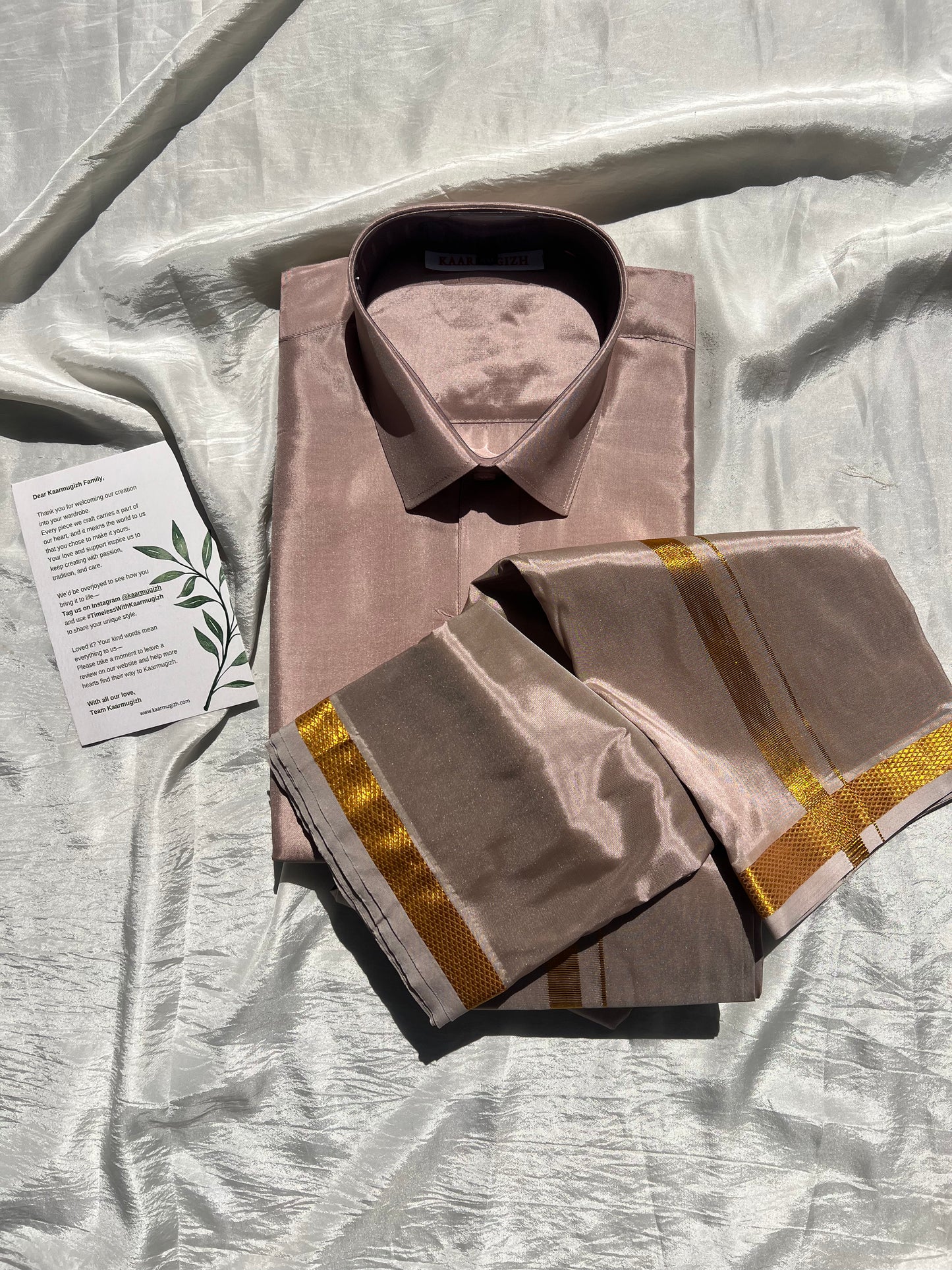 Semi Silk Shirt & Dhoti -
Sandstone