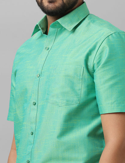 Cotton Shirt & Dhoti- Green - Kaarmugizh