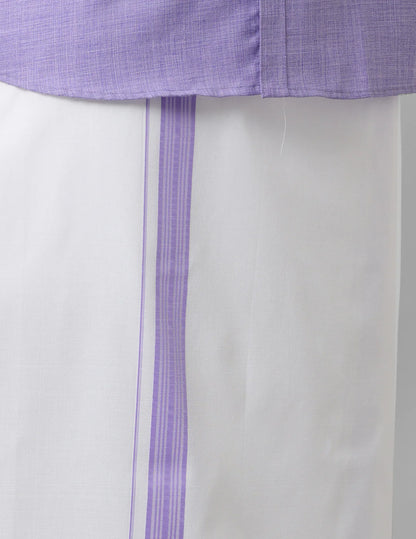 Cotton Shirt & Dhoti- Lavender - Kaarmugizh