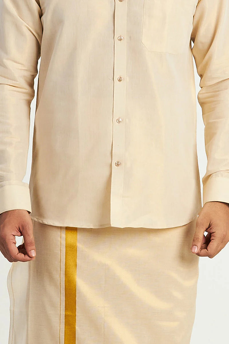 Gold tissue Shirt & Dhoti - Kaarmugizh