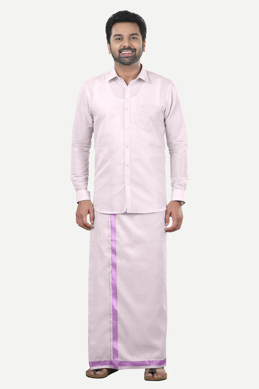 Lilac tissue Shirt & Dhoti