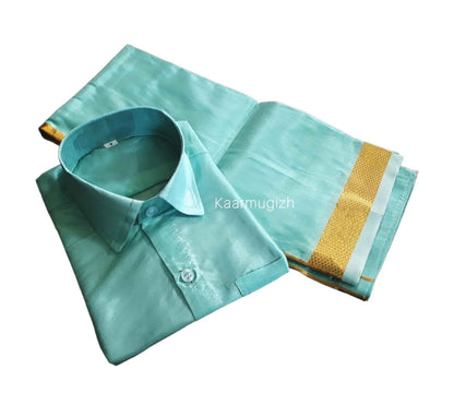 Semi Silk Shirt & Dhoti - Blue