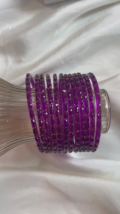 Raindrop glass bangle - Purple