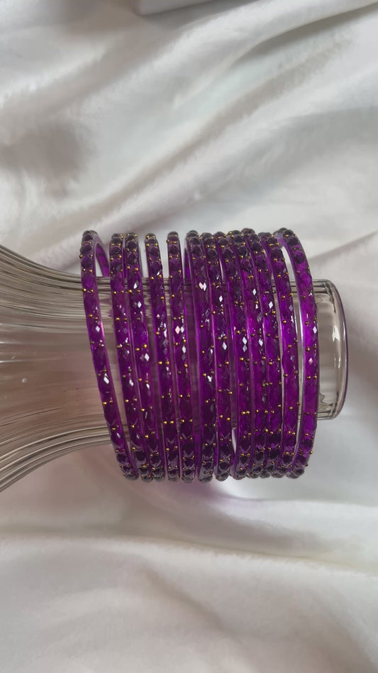 Raindrop glass bangle - Purple