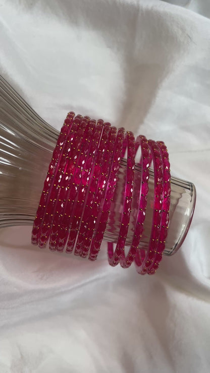 Raindrop glass bangle - pink