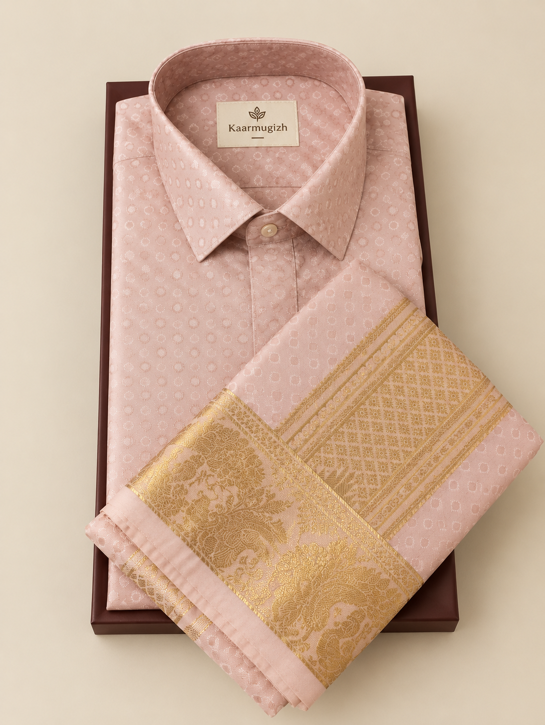 Kanchipuram Silk Veshti Shirt ( Copper ) D