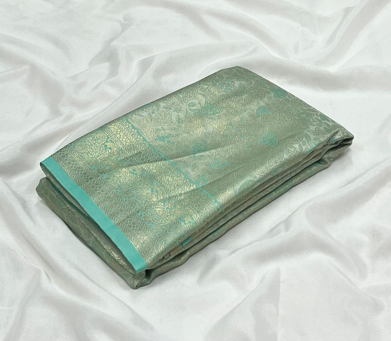 Soft Silk golden Zari Saree – Mint Green Grace - Kaarmugizh