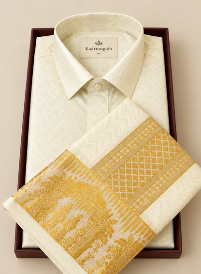 Kanchipuram Silk Veshti Shirt Groom Special